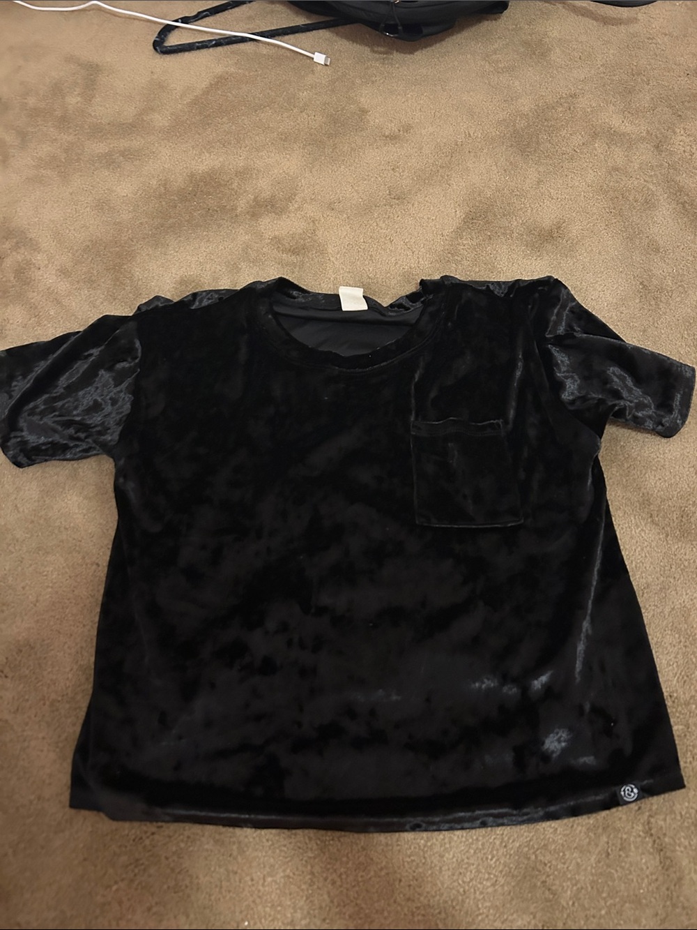Kids Velvet Pocket Tee - Black